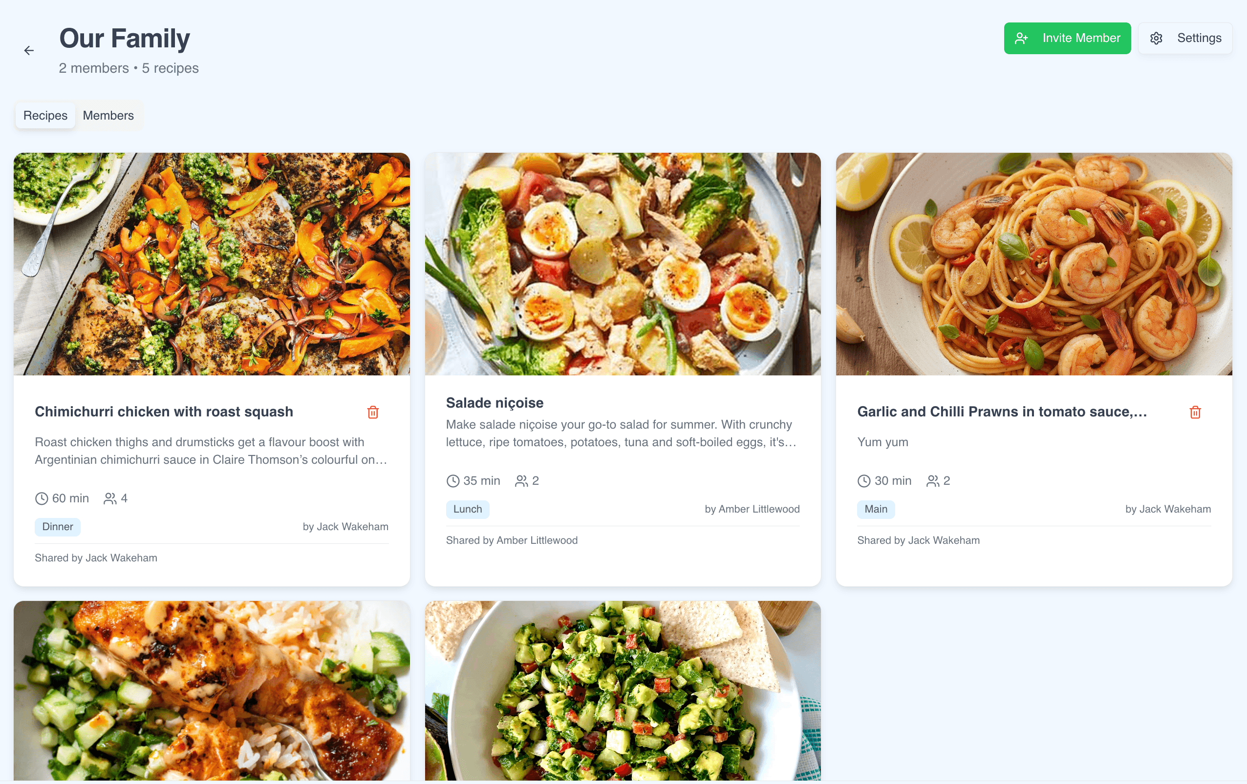 Share recipes with your household in Kitchen Sync
